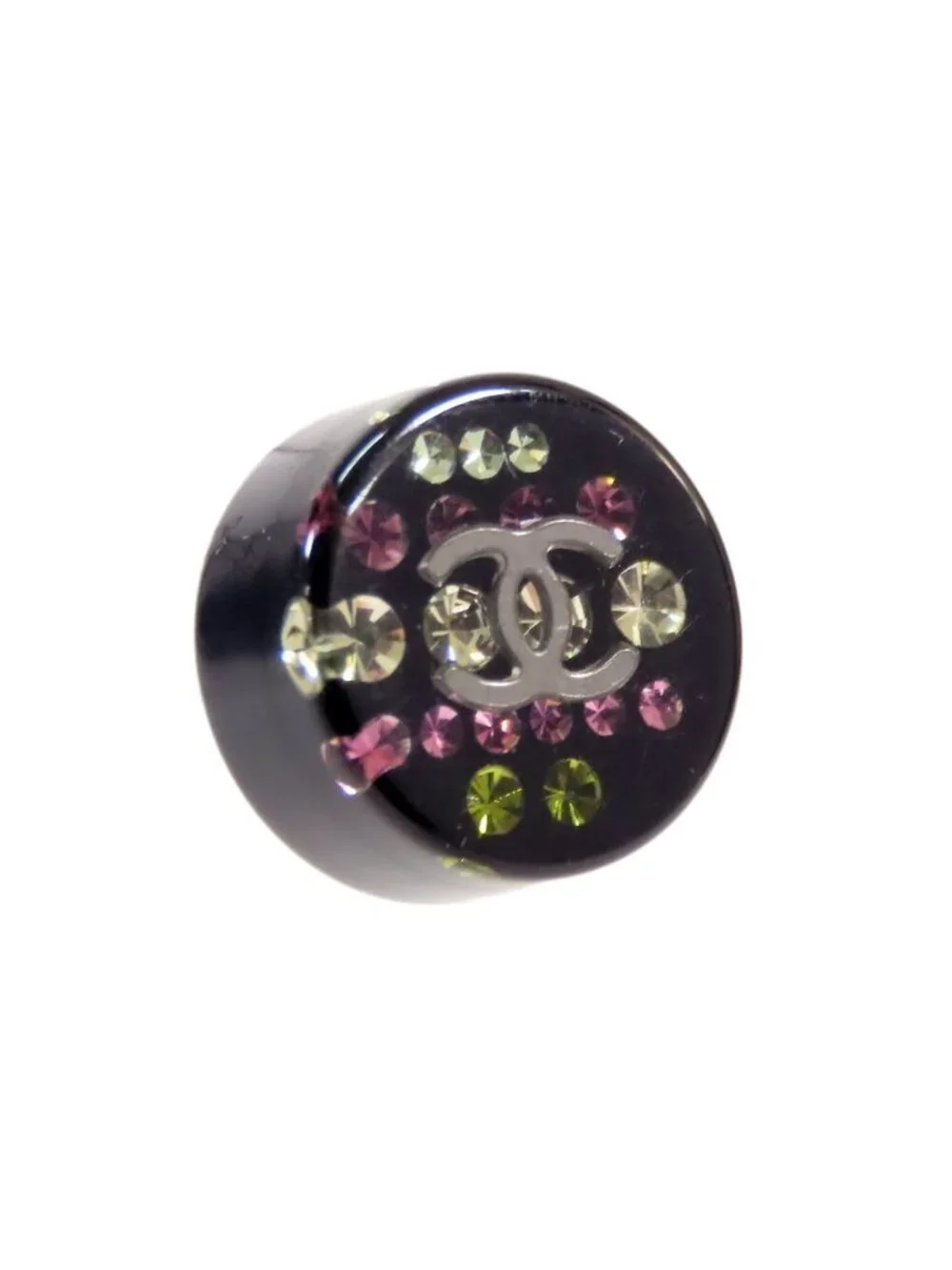 Chanel Earrings Black Resin CC Logo